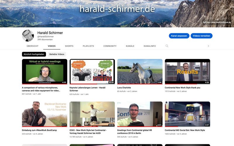 YouTube Profil Harald Schirmer